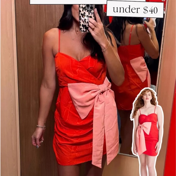 Future Collective Dresses & Skirts - Future Collective Red and Pink Bow Dress - NWOT szL